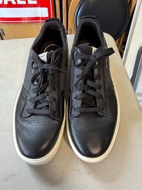 Cole Haan Black Leather Low-Top Sneakers with White Sole